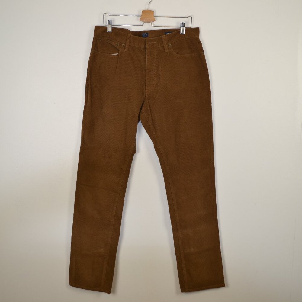 J Crew Flex Corduroy Slim Fit Straight Leg Pants 5 Pockets Relaxed Fit Brown